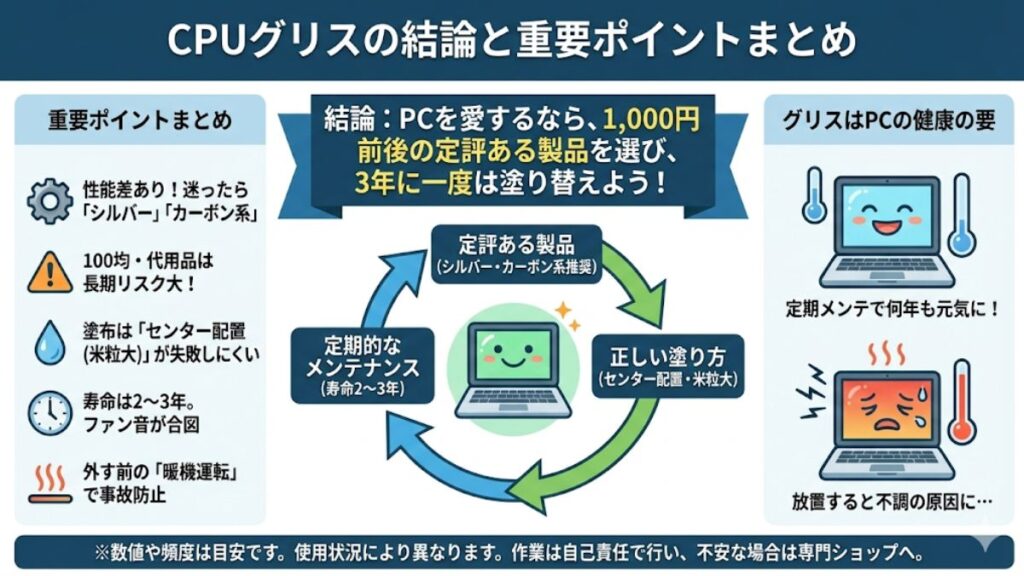 CPUグリスの寿命やなんでもいいかの結論まとめ