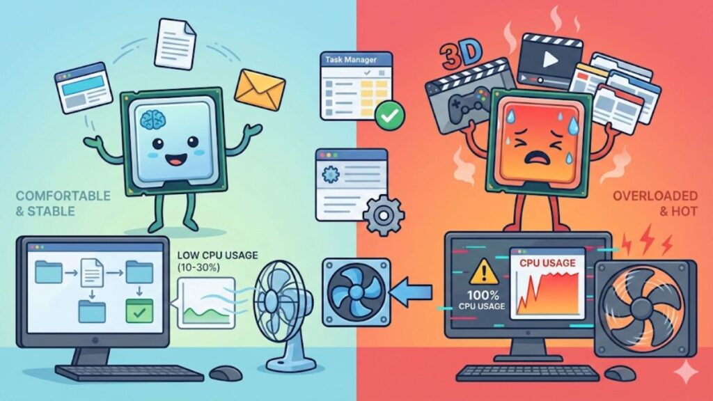 CPU使用率の目安をシーン別に解説！重い動作を改善する設定