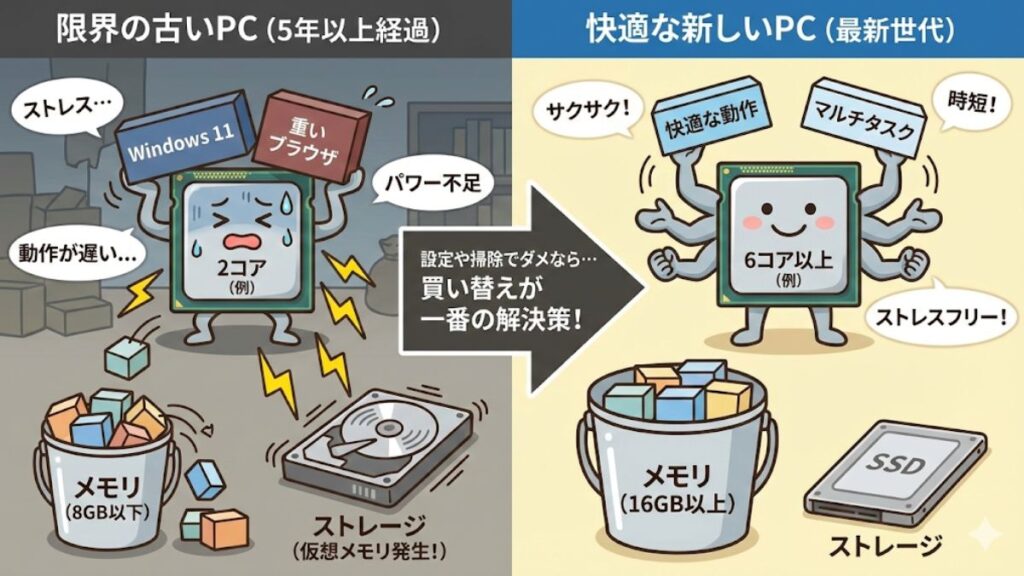 物理的な寿命やスペック不足による買い替え時