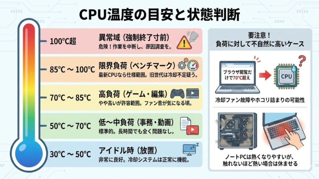 CPU温度の見方を知り適正温度や異常を判断する