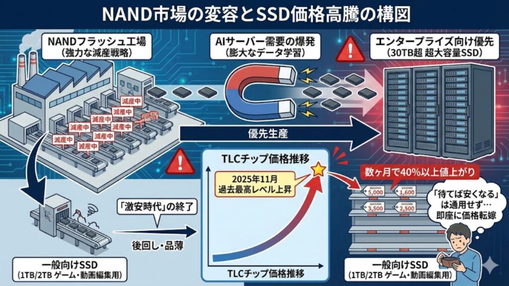 大容量SSDも値上がりしたNAND市場の変容