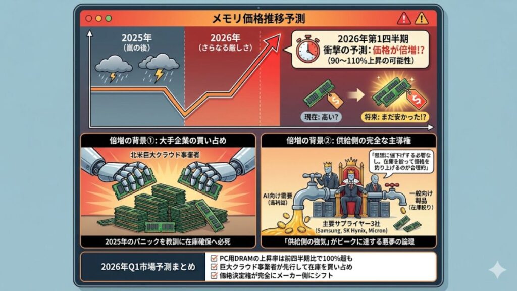 メモリ価格推移2025と2026年の劇的上昇予測