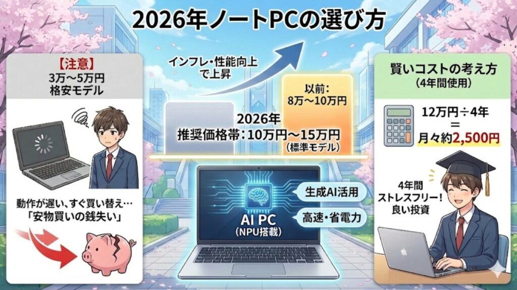 2026年版の大学生向けのノートパソコン相場と選び方