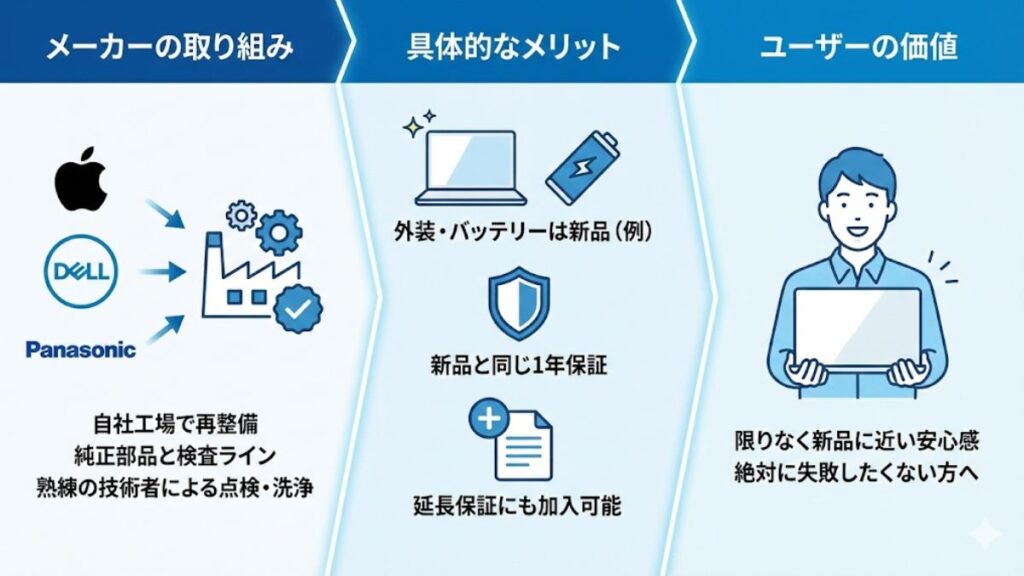 メーカー認定整備済製品が持つ独自のメリット