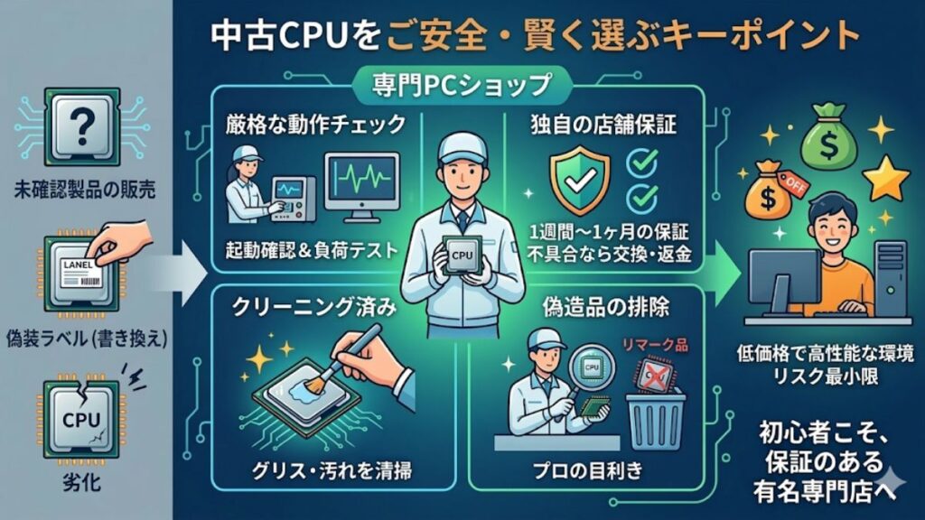 CPUの中古のデメリットを回避する選び方のコツ