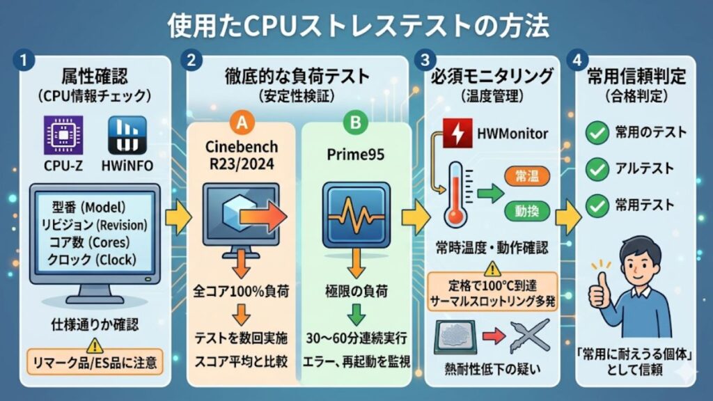 動作確認済み個体を見極めるストレステストの手法