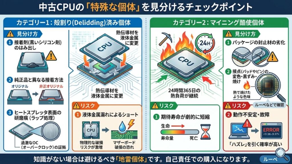 殻割り済み個体やマイニング歴ありの個体の見分け方