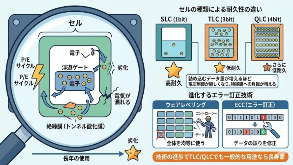 書き換え回数の限界を決めるNANDフラッシュの特性