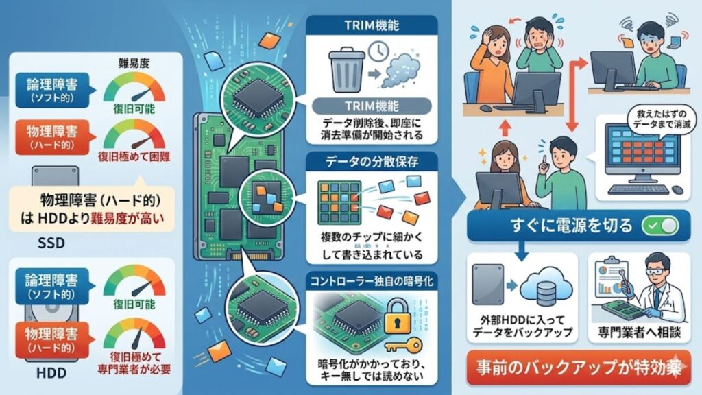 物理障害による故障とデータ復旧の難易度