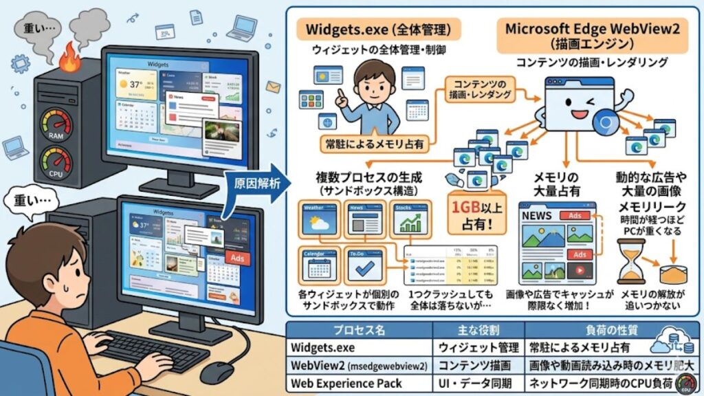 Windowsウィジェットが重い時の主な原因と負荷解析