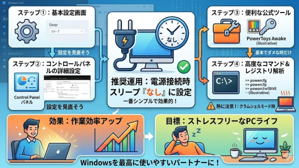 Windowsをスリープさせない運用のまとめ