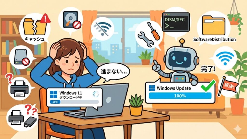 Windows 11のダウンロードが進まない？原因と解決策を解説