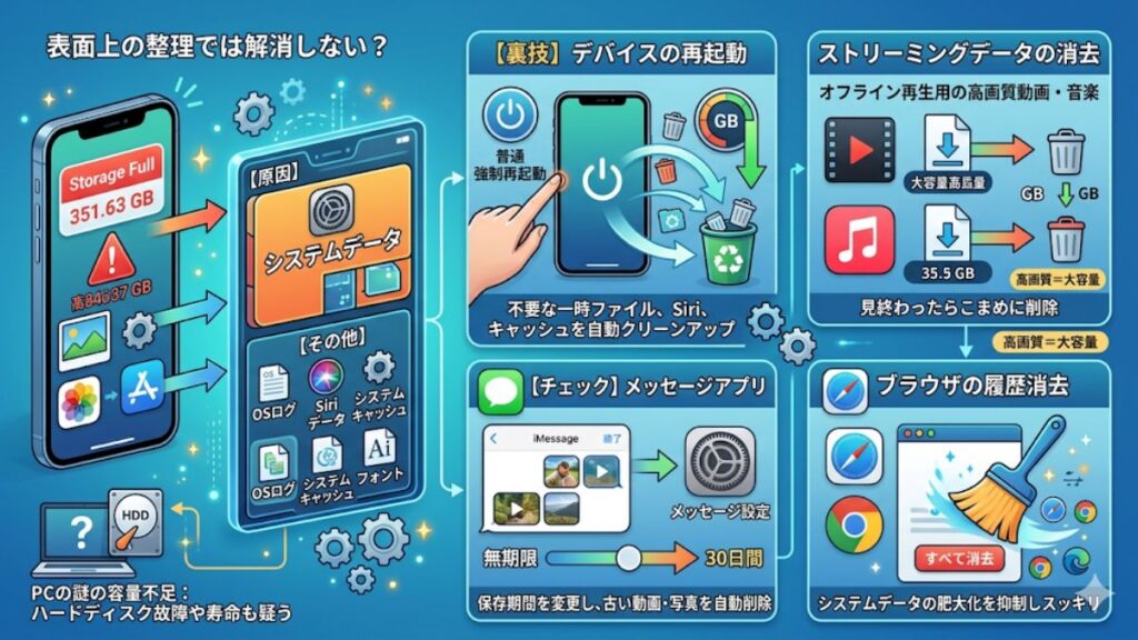 改善しないストレージがいっぱいですへの高度な対処法