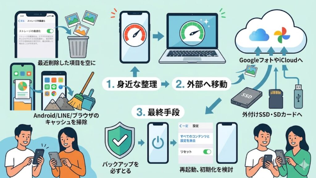 ストレージがいっぱいですの対処法に関するまとめ