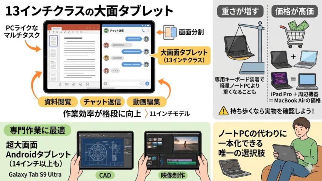 13インチの大画面ならPC代わりの仕事も快適
