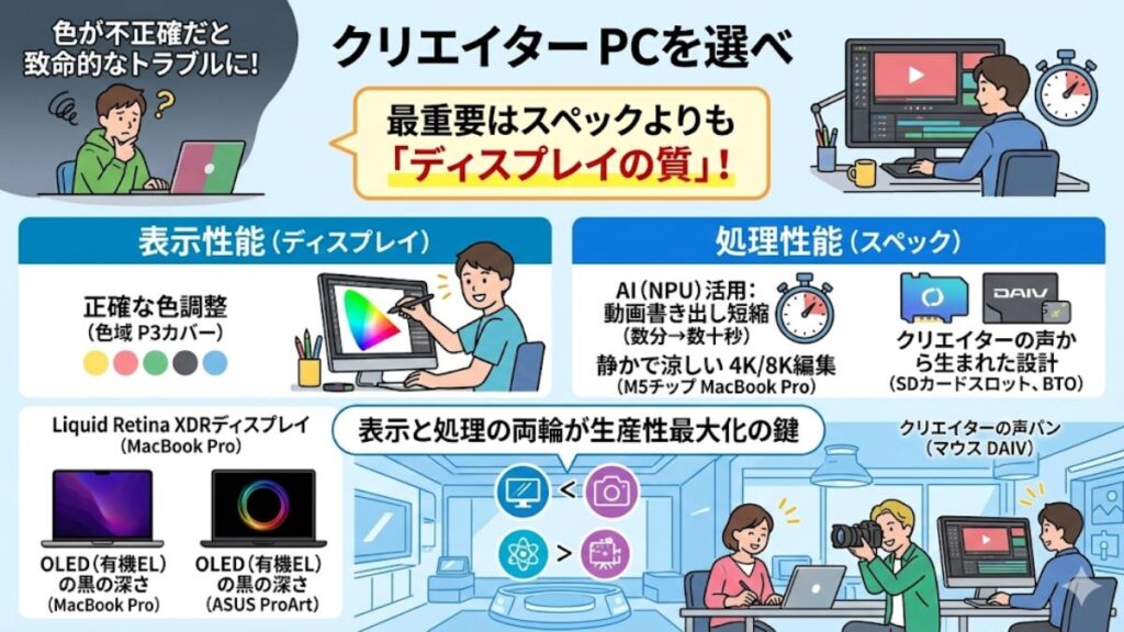 クリエイター向けPCに求める画面の正確さ