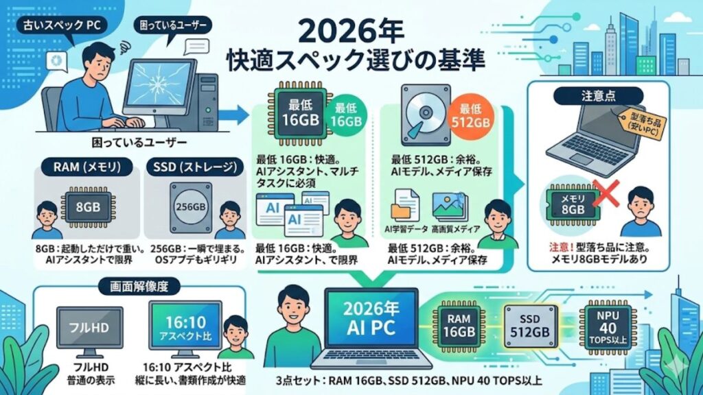 メモリやストレージなど失敗しないスペック