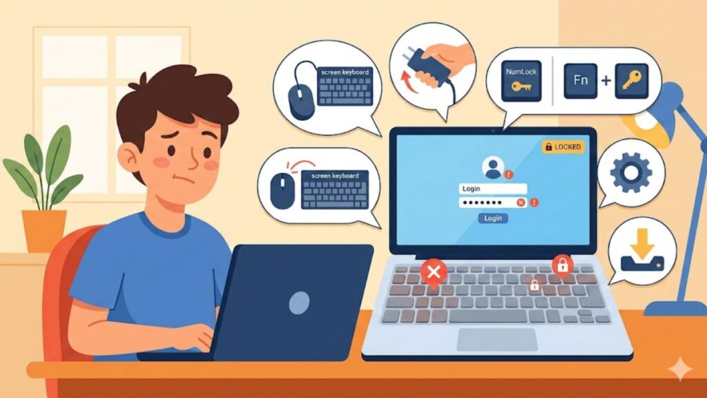 ノートパソコンのキーボードが反応しない時のロック解除と復旧術