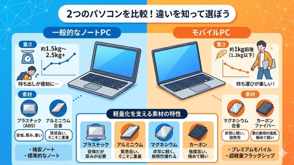 ノートパソコンとモバイルパソコンの違いを基礎から比較