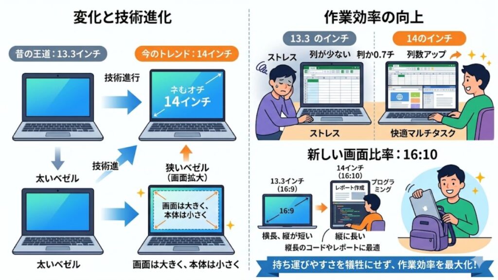 14インチのモバイルパソコンがおすすめされる理由