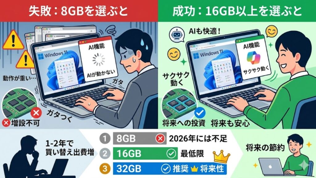 失敗を防ぐメモリ16GB以上の選択とスペックの基準