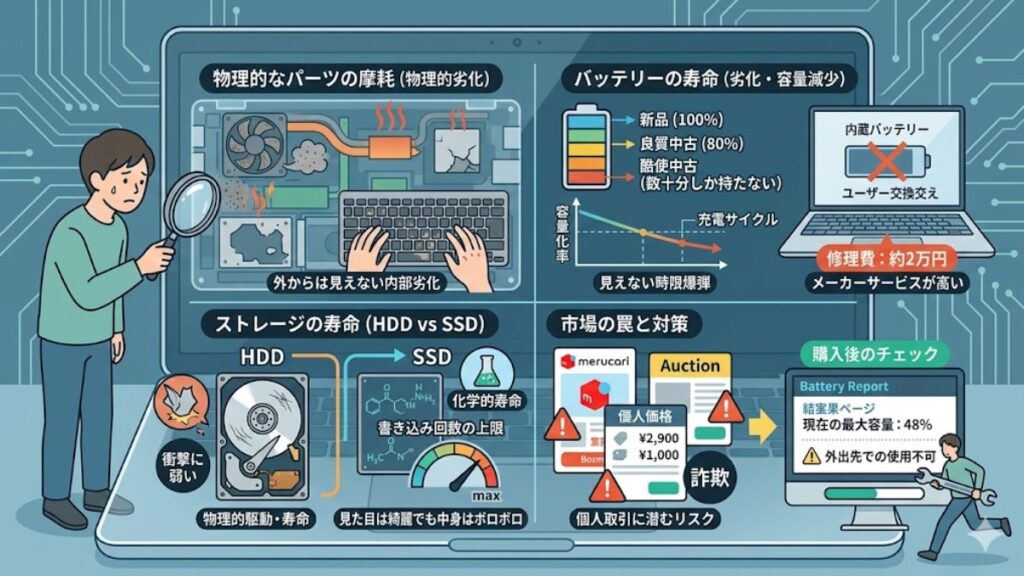 ノートパソコンの中古はやめとけと言われる構造的理由