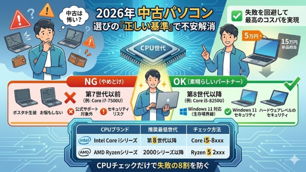 ノートパソコンの中古はやめとけという不安を解消する基準