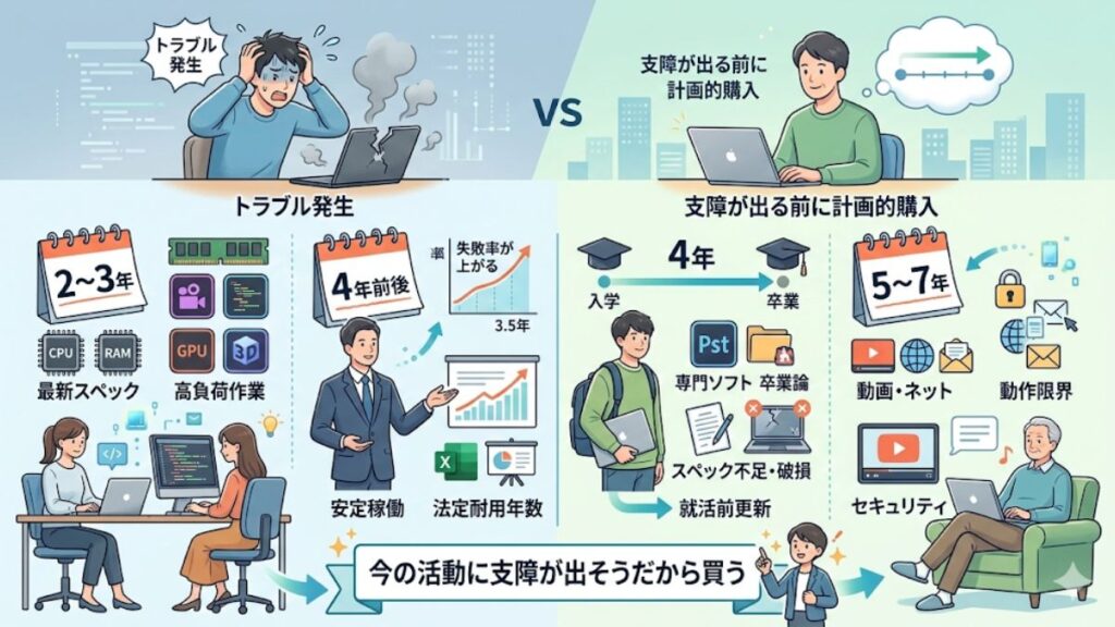 ノートパソコンの耐用年数から考える買い替え時期
