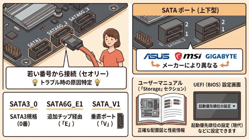 マザーボード上のシルク印刷やラベル番号の読み方