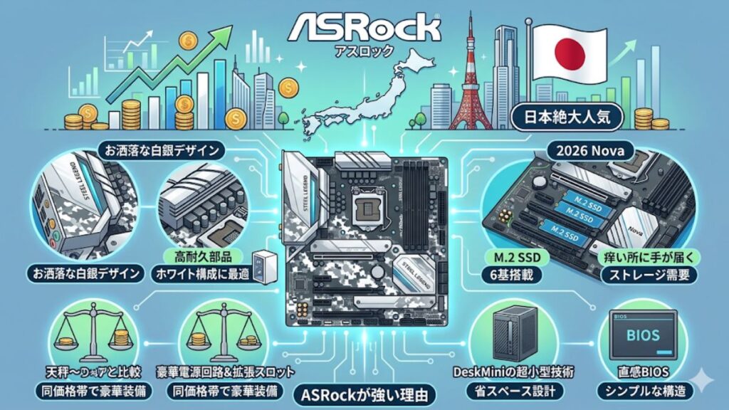 コスパと独自機能が光る日本で人気のASRock