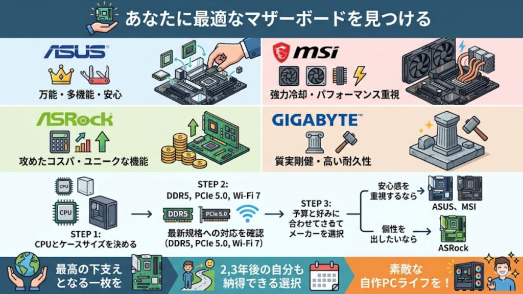 最適なマザーボードのメーカー選びとおすすめのまとめ