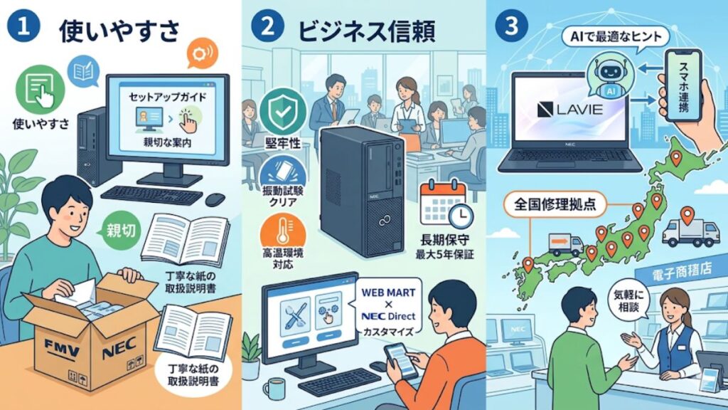 富士通やNECがデスクトップ市場で選ばれる理由