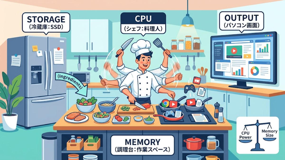 パソコン購入で迷わない！メモリとCPUの違いと最適な選び方