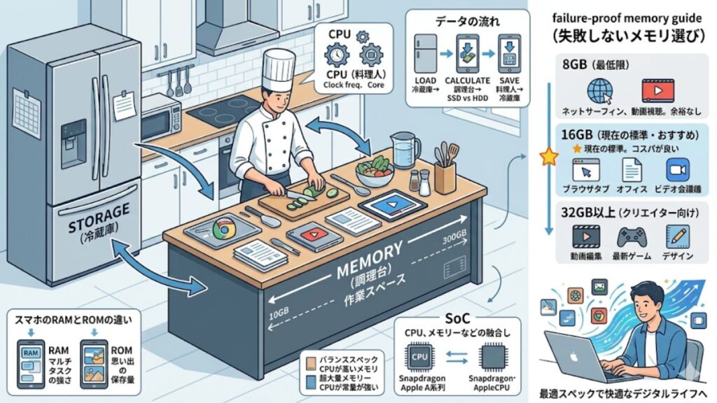 最適なメモリとCPUの違いを知り快適な環境へ