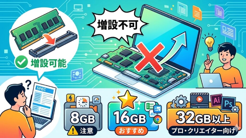 【2026年版】メモリのオンボードとは？増設不可のリスクと確認手順
