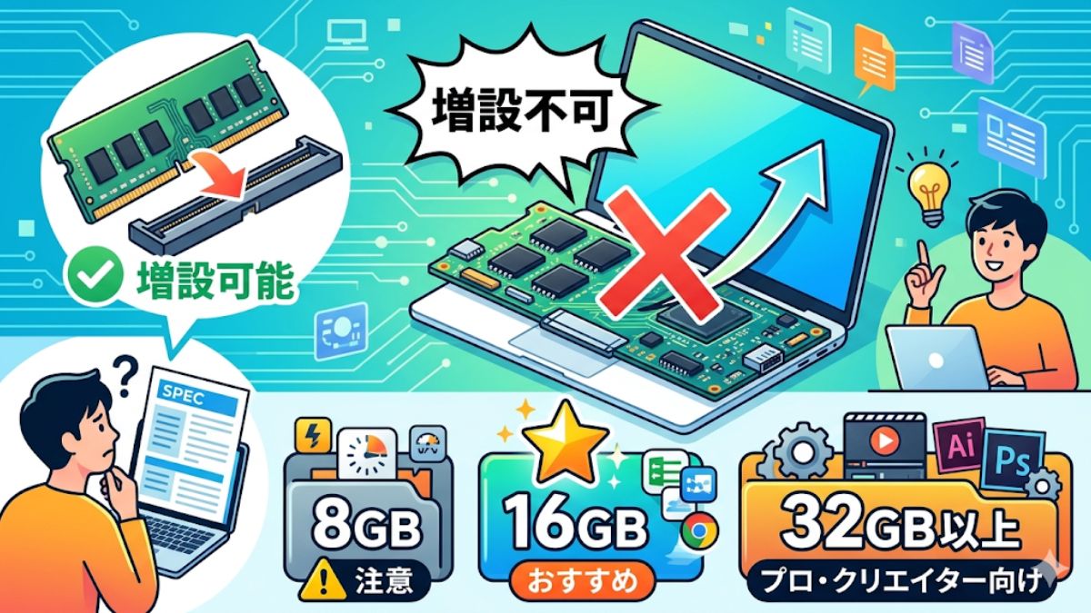 【2026年版】メモリのオンボードとは？増設不可のリスクと確認手順