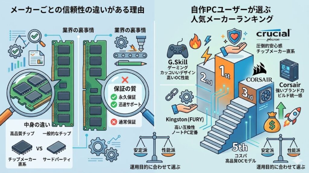 メモリのメーカーごとに信頼性の違いがある理由