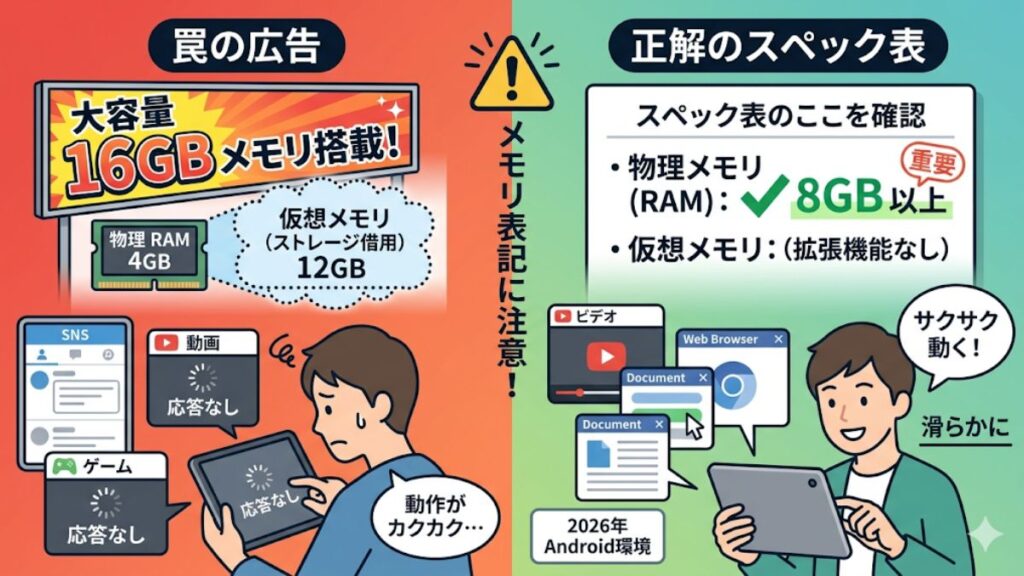 物理メモリ8GBと仮想メモリの表記に注意する方法